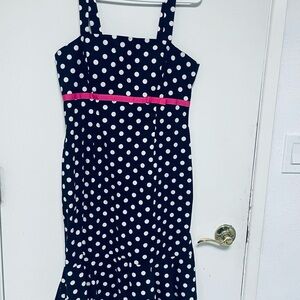 Polka Dot Dress with Pink Accent
